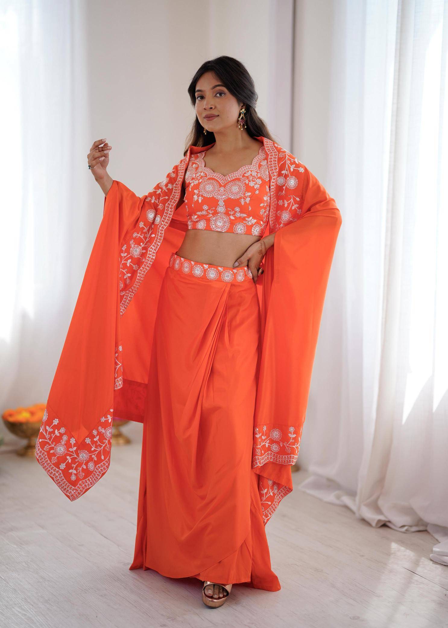 SP 73 Crep Orange Latest lehenga choli collection in Surat